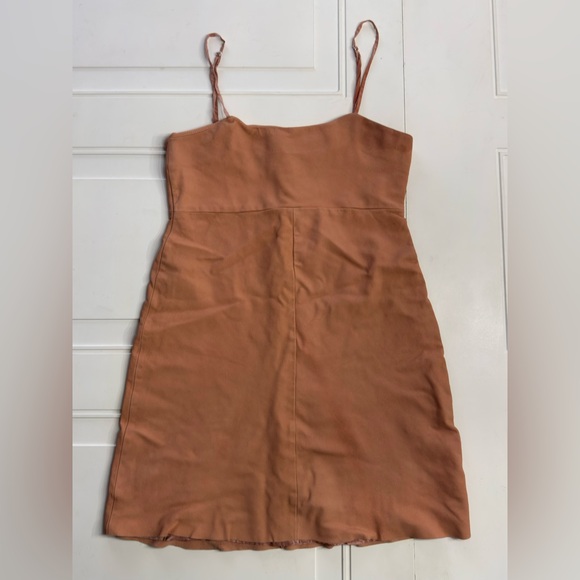 Free People Dresses & Skirts - Free People Womens XS 100% Leather Tan Brown Bodycon Mini Dress **READ